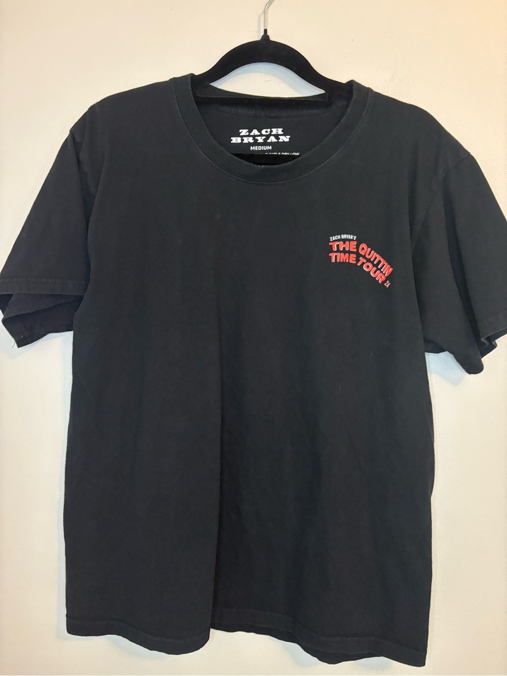 Zach Bryan Quittin Time Tour 2024 Black Graphic Tee Medium